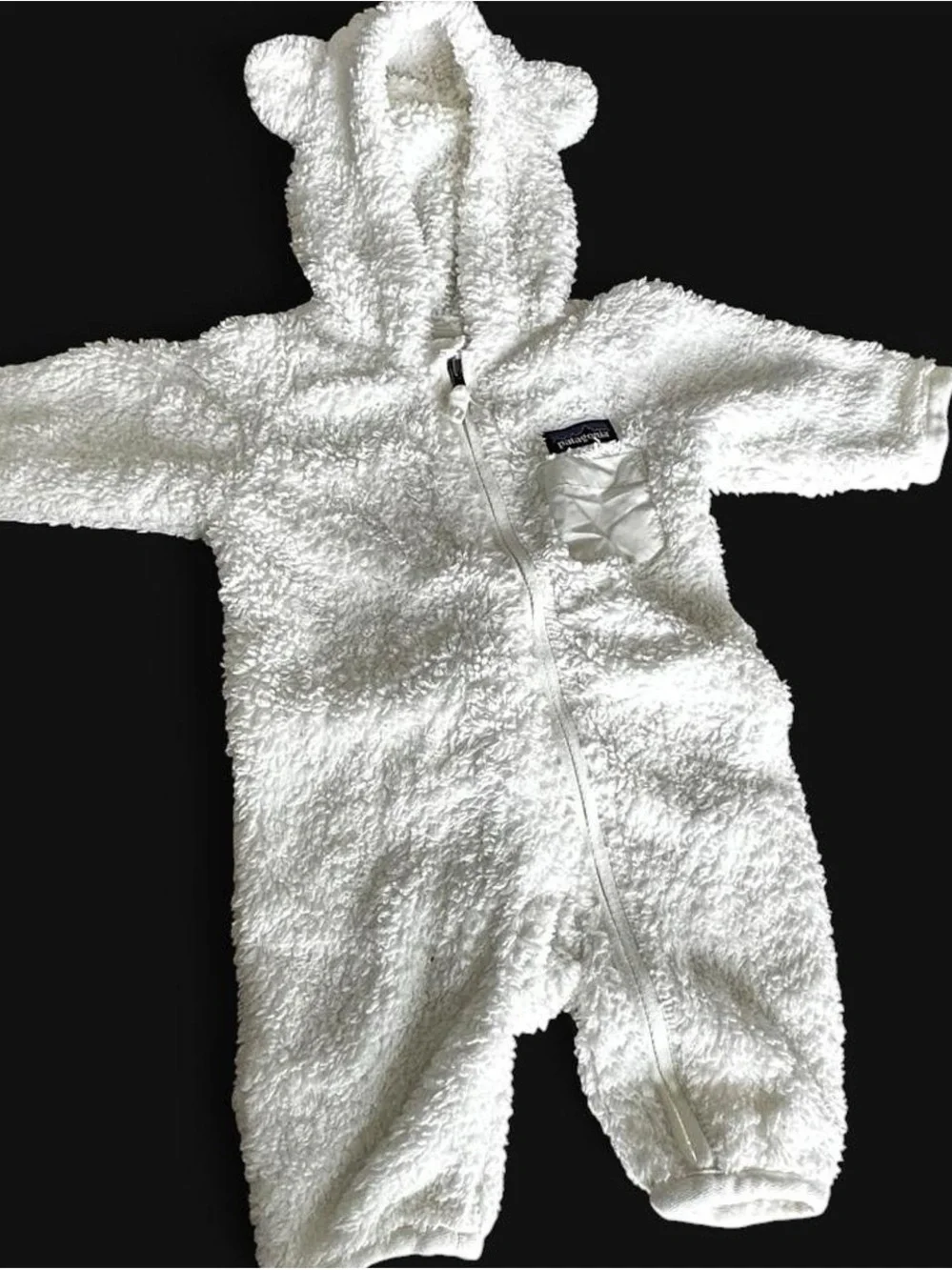 Patagonia White Sherpa Baby One-Piece with Hooded Ears